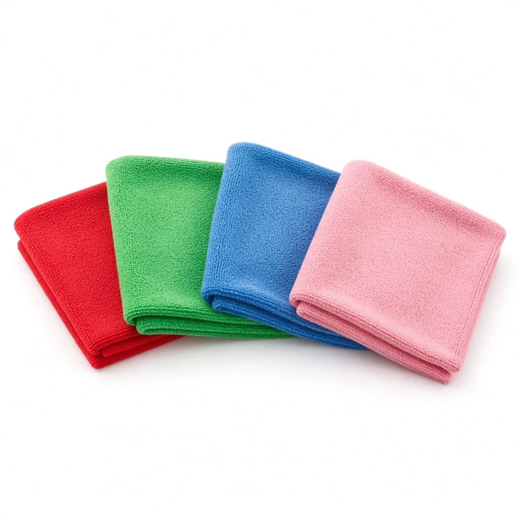 Motoman 350 GSM microfiber cloth set of 4 in red, green, blue and pink