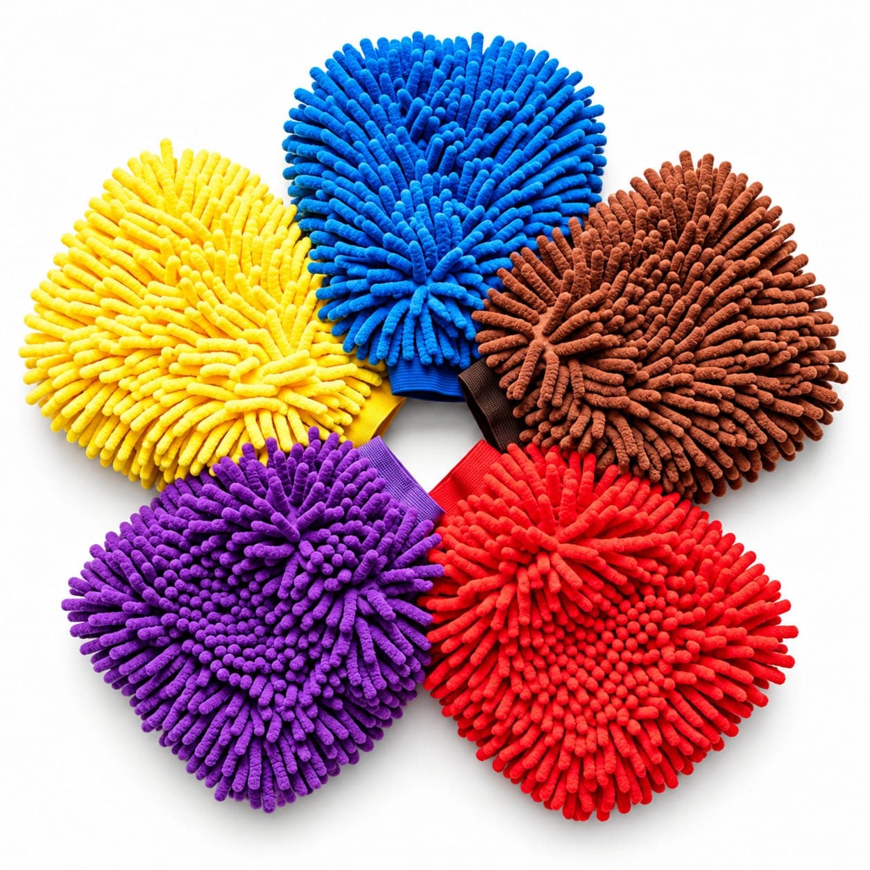 Blue Motoman microfiber cleaning glove on a white background