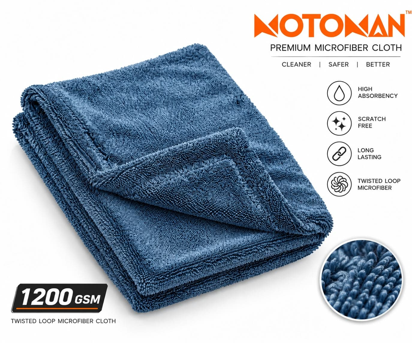Motoman 1200 GSM Premium Microfiber Cloth 40x60